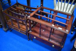 Two modern mahogany effect Canterbury music stands