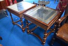 A pair of modern mirror top occasional tables