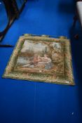 A tapestry style wall panel depicting courting couple