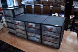 A large selection of crafting/cardmaking supplies , in plastic drawers