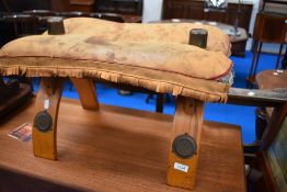 A traditional camel stool, with Beirut and Lebanon decoration