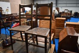 A pair of Victorian cane seated bedroom chairs