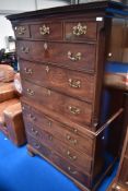 A 19th Century mahogany chest on chest , with greek key style decoration to cornice, possibly