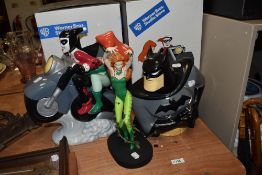A trio of Warner Bros Batman collectables, including Batman cookie jar, Posion Ivy figurine and