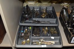 Two trays of silver plated cutlery, in the Kings Pattern, plus other cutlery