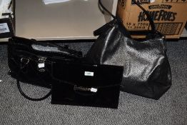 Three ladies handbags, comprising black patent Jasper Conran bag, similar Michael Corrs bag and