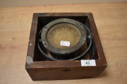 A nautical gimbal compass, Sewill, Liverpool, in wood frame.