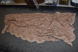 Two vintage pink embroidered throws