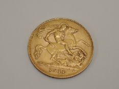 A 1911 George V Gold Half Sovereign, Royal Mint