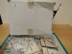 WORLD STAMPS IN PACKETS, ON LEAVES, ON AND OFF PAPER GB AND WORLD Box with additional box file to
