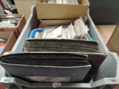 POSTCARDS AND SOME CIGARETTE CARDS, AMERICAS, MIDDLE EAST AFRICAS ETC IN CRATE & ALBUMS Old crate