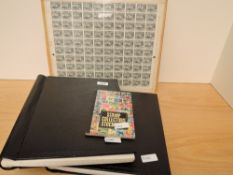 WORLD STAMP COLLECTION IN 2 VOLUMES + FULL SHEET OF BRITISH GUIANA + GB Pair of Senator albums