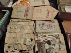 CASE OF CIGARETTE & SOME TRADE CARDS, LOOSE AND IN ALBUMS Old laptop case crammed full with ranges