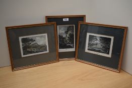 Three engravings depicting Chee Tor, Ormaston and Matlock Bridge all Derbyshire.