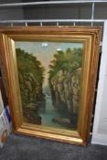 J.T. Parry (19th Century, British), oil on board, An idyllic rocky gorge, possibly Wales, signed,