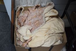 Two vintage pink embroidered throws