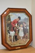 A print The Pick of the Litter by AJ Elsley in octagonal oak frame.