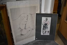 After David Hockney a large print 'New Drawings-Salt Mill 1994' of two dogs snuggled in a chair