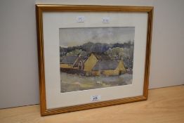 Unknown Artist (20th Century), a watercolour, Cottages within a countryside setting, framed,