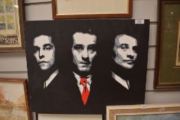 A modern acrylic painting on canvas of the main cast of Goodfellas.