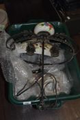 A vintage style ceiling light in the form of an electrolier, and a variety of ceramics including