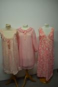 A selection of vintage nightwear, including double layered nylon nightdress.