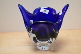 A heavy two tone art glass vase.