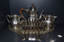 A selection of plated ware including TW & Co Ltd tea set