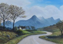 Martin Shough (b.1953, British), acrylic, 'Ben Loyal & St Andrews Church - Tongue', signed to the