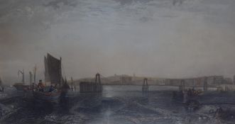 After Joseph Mallord William Turner RA (1775-1851), a coloured engraving, 'Brighton Chain Pier',