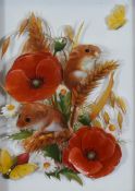 S.Cassells (20th Century, British), decoupage, 'Field Vole' & 'Harvest Mice', artist's label