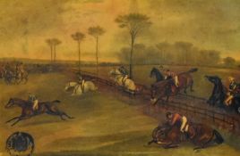 After Francis Calcraft Turner (1746-1846), coloured engraving, 'Vale Of Aylesbury Steeple Chase',
