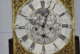 A 19th Century mahogany and oak cased longcase clock having 8 day movement with brass and silvered