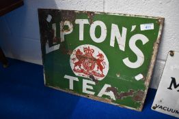 A vintage enamelled sign, Lipton's Tea, approx 33 x 42cm