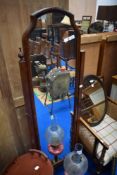 An early 20th Century mahogany cheval mirror