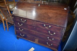 A Georgian mahogany bureau, width approx. 117cm