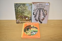 2 books relating to guns and another on sporting prints