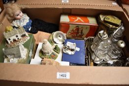 Five boxed Lilliput Lane houses, a Lancaster Ltd jam pot in yellow having floral design, a bisque