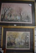 Two Helen Bradley prints framed and mounted under glass.