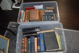 Two boxes of antiquarian leather bound books, 'The Arabian Nights Entertainments', 'Tennyson's