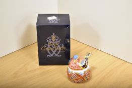 A Royal Crown Derby fine bone china 'Chaffinch Nesting' Collectors Guild paperweight, with silver