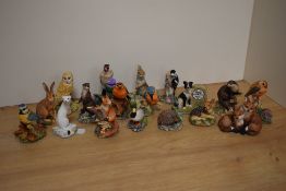 A collection of eighteen miniature Border Fine Arts animal studies, to include 'In Ermine B1374', '