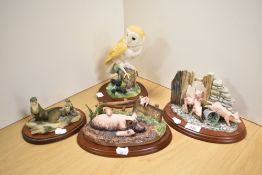 A group of four Border Fine Arts animal and bird studies, comprising 'Barn Owl and Brambles' 484458-