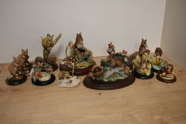 A Border Fine Arts animal group 'Mouse Family' number 295/850, modelled as Anne Wall, with wooden