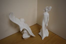 Two Royal Doulton bone chine blanc de chine studies, comprising 'Wistful' HN3664 from the 'Images'