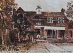 After Y.Dash (20th Century), coloured print, 'Stotfold Stables', signed, limited edition 10/80,