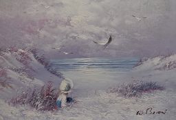 Irene Cafieri (20th Century), oil on canvas, A tranquil woodland landscape with river in view,