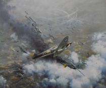 After Frank Wootton OBE (1911-1978), coloured print, 'Battle over London -1940', signed to the lower