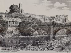After Alfred Wainwright MBE (1907-1991), print, 'Richmond Castle', North Yorkshire, framed, mounted,