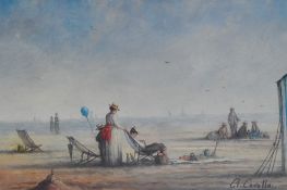 After Ronald Cavalla (British, b.1940), coloured prints, Four nostalgic beach scenes, framed,